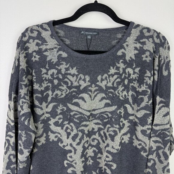 Adrianna Papell Women's Gray Metallic Boat Neck Pull Over Sweater Size Large NWT - Picture 4 of 10